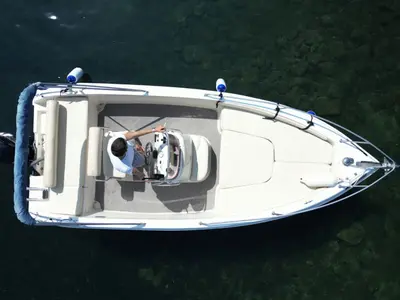 Deck of Annina, a Gulet Bellingardo 550 Sea Ghost motorboat at Livorno, Italy