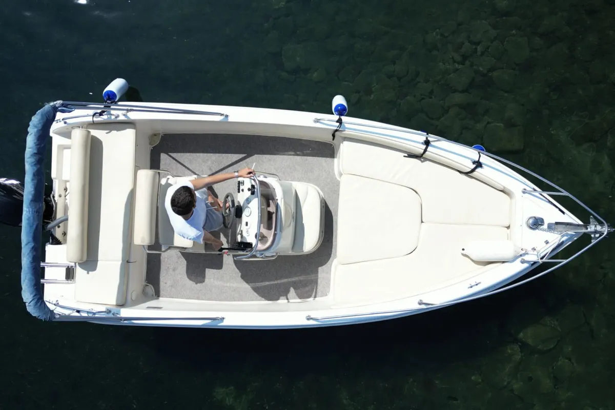 Deck of Annina, a Gulet Bellingardo 550 Sea Ghost motorboat at Livorno, Italy