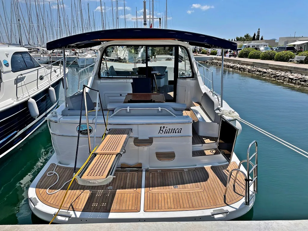Deck of Bianca, a SAS - Vektor Adriana 44 motor yacht at Općina Sukošan, Croatia