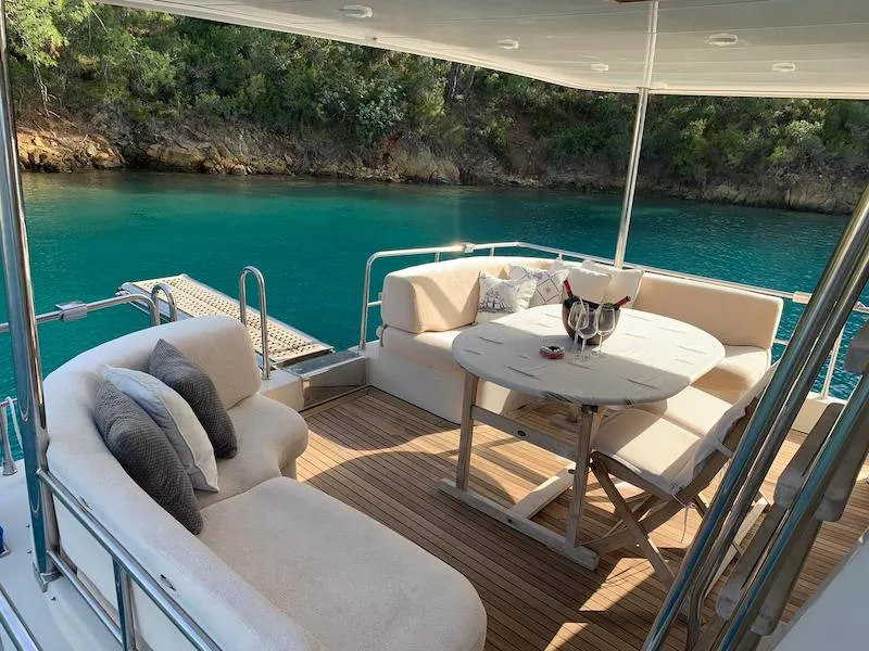 Deck of Atil, a Gulet Motoryacht motor yacht at Fethiye, Turkey