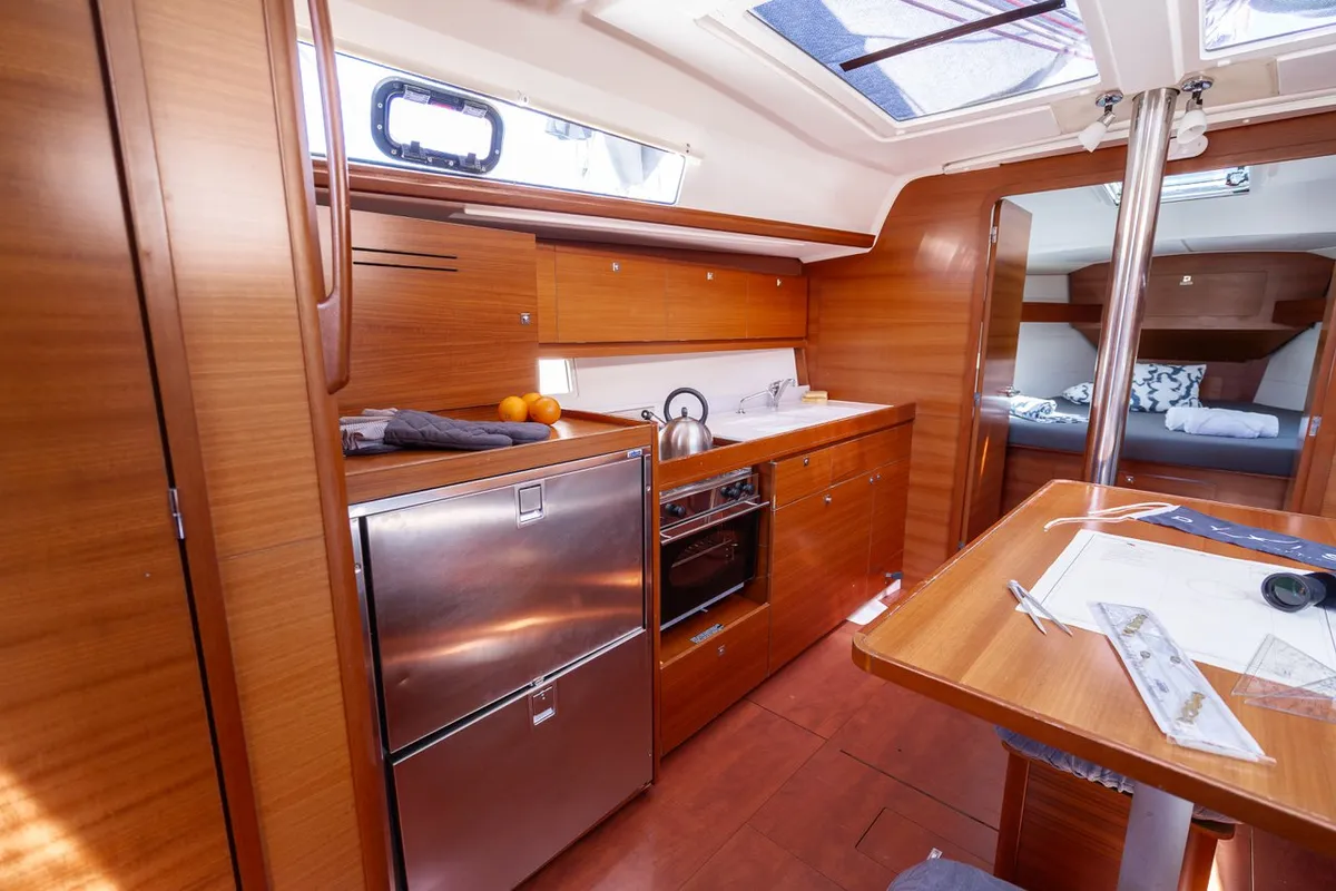 Galley of Cetus, a Dufour 382 GL sailboat at Pula, Croatia