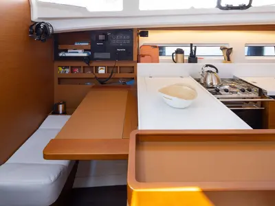 Galley of Asteri, a Jeanneau Sun Odyssey 440 sailboat at Municipal Unit of Lefkada, Greece