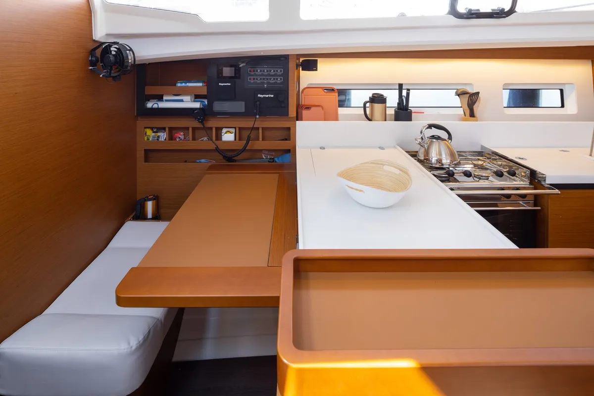 Galley of Asteri, a Jeanneau Sun Odyssey 440 sailboat at Municipal Unit of Lefkada, Greece
