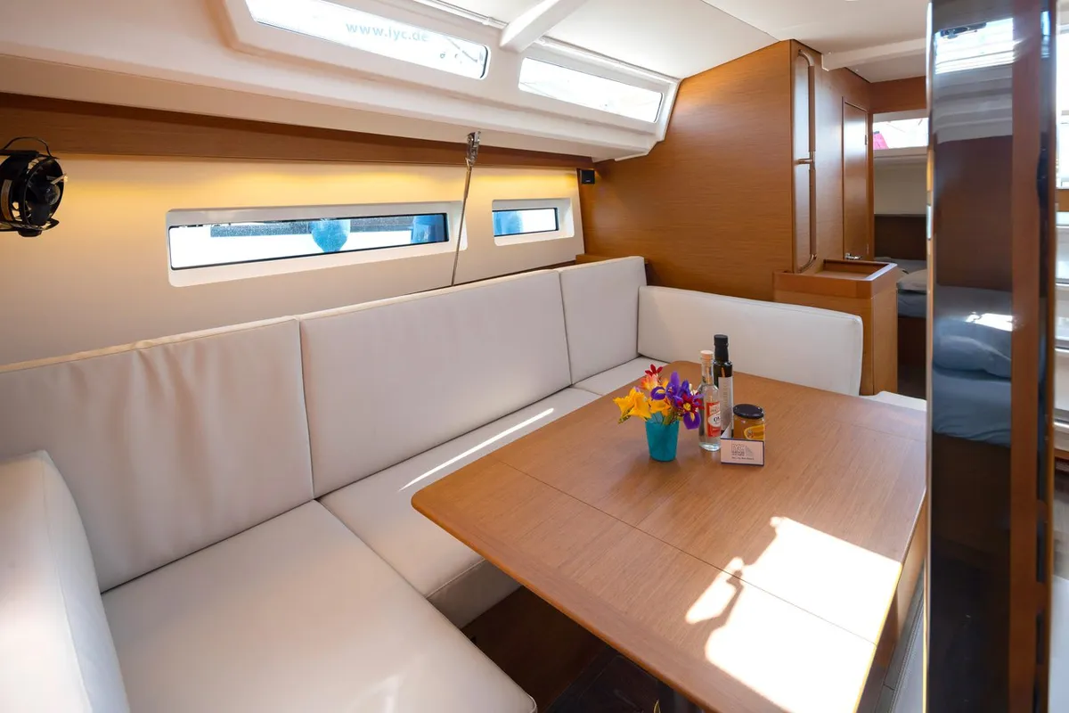 Salon of Asteri, a Jeanneau Sun Odyssey 440 sailboat at Municipal Unit of Lefkada, Greece