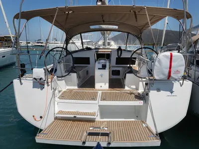 Deck of Asteri, a Jeanneau Sun Odyssey 440 sailboat at Municipal Unit of Lefkada, Greece