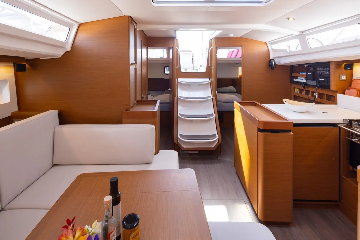 Salon of Asteri, a Jeanneau Sun Odyssey 440 sailboat at Municipal Unit of Lefkada, Greece