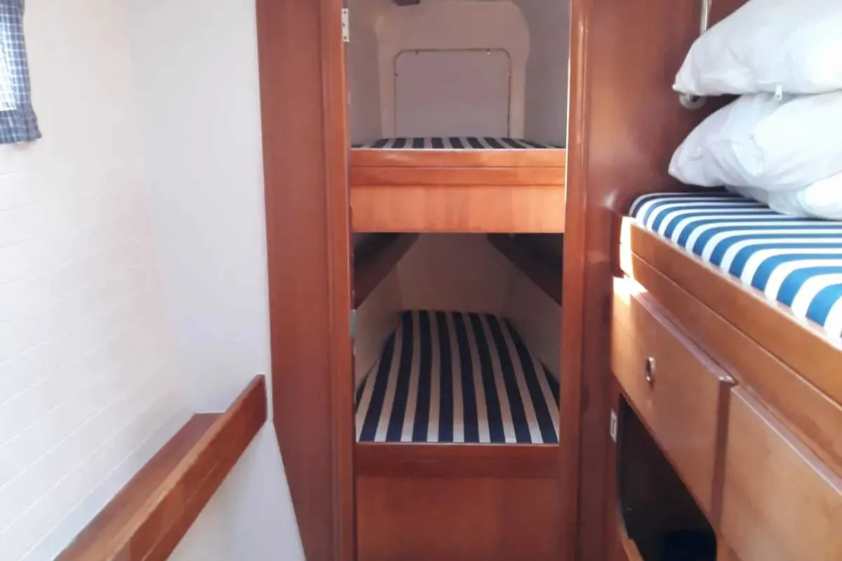 Cabin on Kassiopeia, a Nautitech 47 catamaran at Marmaris, Turkey