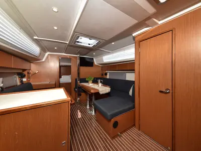 Salon of Bella, a Bavaria C42 sailboat at Sukošan, Croatia