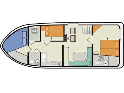 Floor plan of Cygnet Minuetto 6+, a motorboat at Casier, Italy