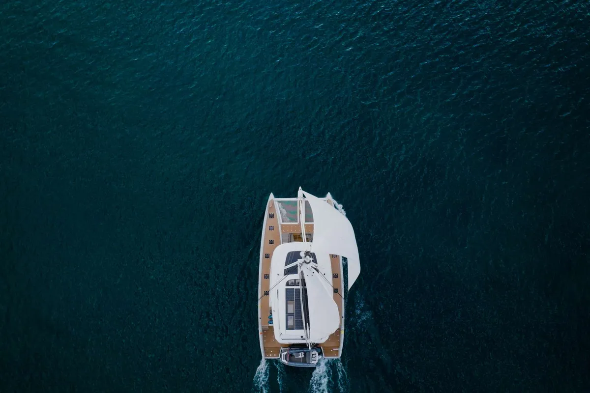 Exterior view of TriWing Endor, a Lagoon Sixty 5 catamaran at Grad Kaštela, Croatia