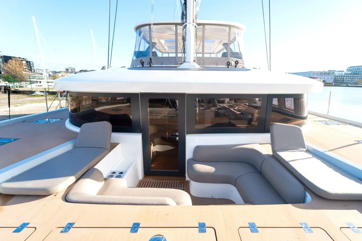 Deck of TriWing Endor, a Lagoon Sixty 5 catamaran at Grad Kaštela, Croatia