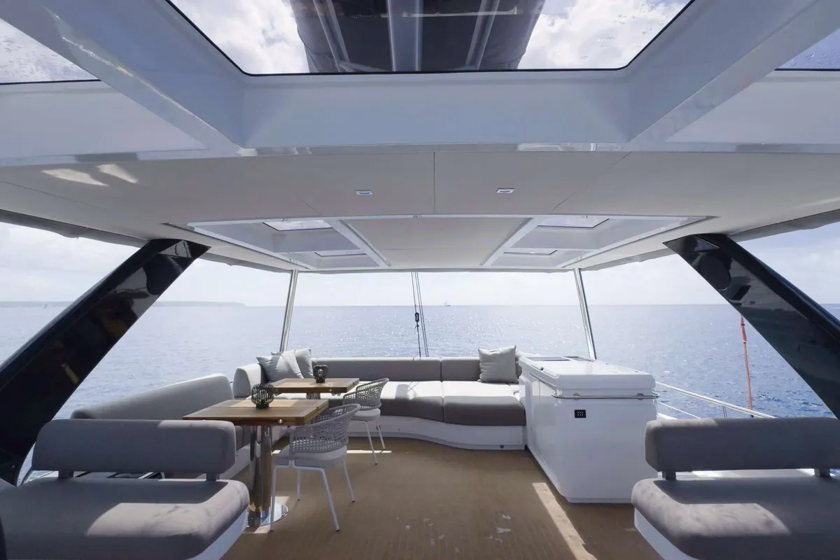 Deck of TriWing Endor, a Lagoon Sixty 5 catamaran at Grad Kaštela, Croatia
