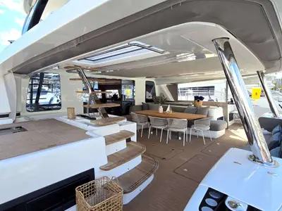 Deck of TriWing Endor, a Lagoon Sixty 5 catamaran at Grad Kaštela, Croatia