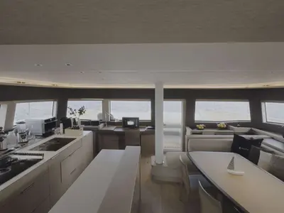 Salon of TriWing Endor, a Lagoon Sixty 5 catamaran at Grad Kaštela, Croatia