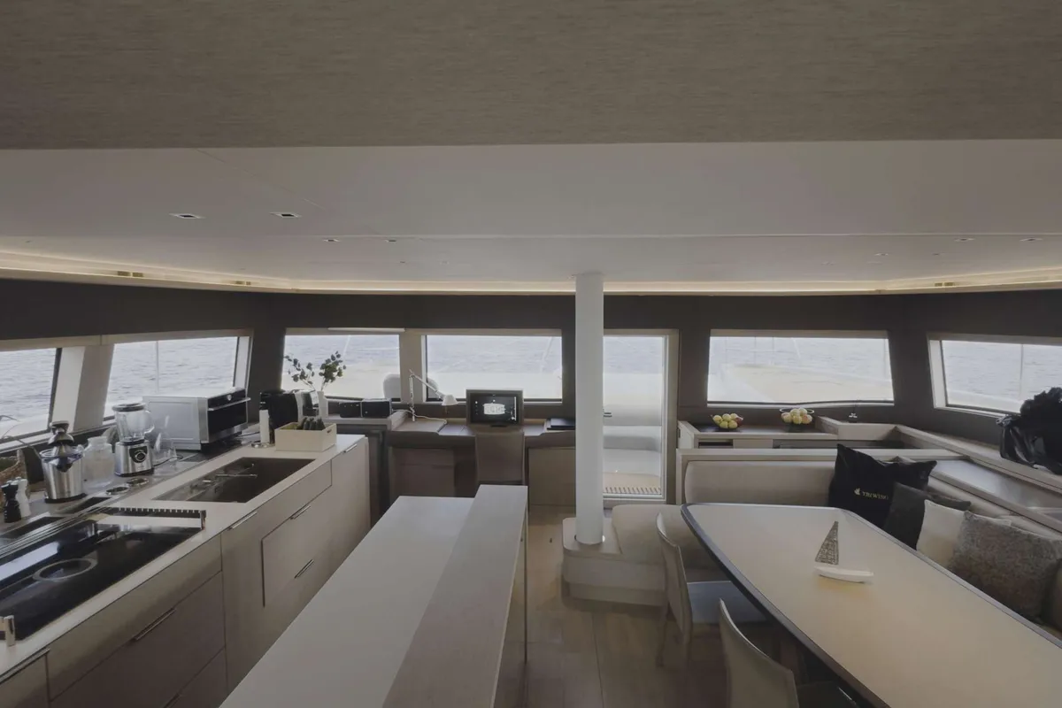Salon of TriWing Endor, a Lagoon Sixty 5 catamaran at Grad Kaštela, Croatia