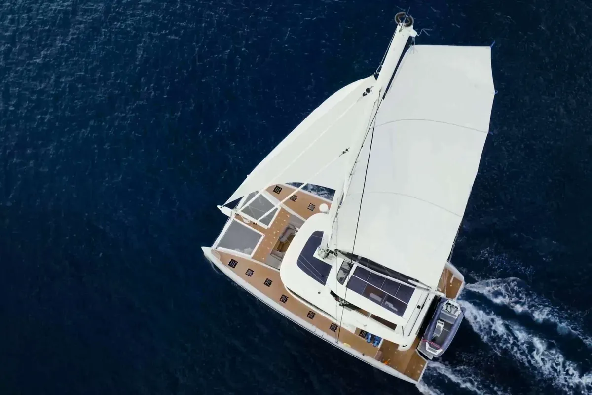 Exterior view of TriWing Endor, a Lagoon Sixty 5 catamaran at Grad Kaštela, Croatia
