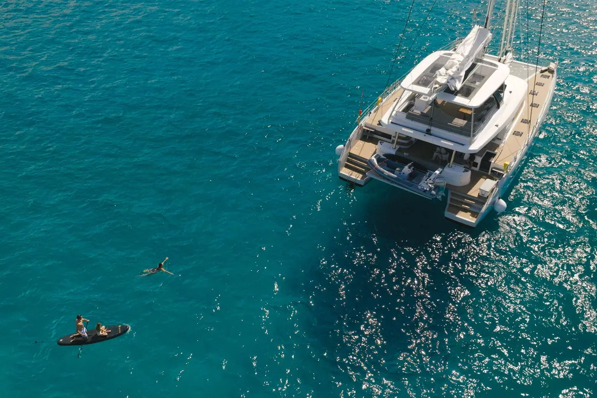 Exterior view of TriWing Endor, a Lagoon Sixty 5 catamaran at Grad Kaštela, Croatia