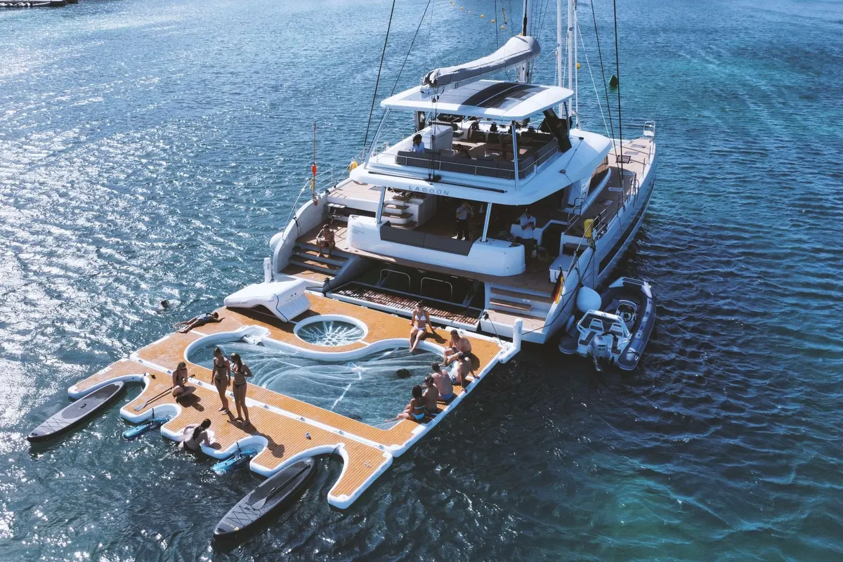 Exterior view of TriWing Endor, a Lagoon Sixty 5 catamaran at Grad Kaštela, Croatia