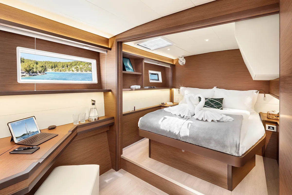 Cabin on Emerald Gemini, a Lagoon 52 F OW catamaran at Grad Kaštela, Croatia