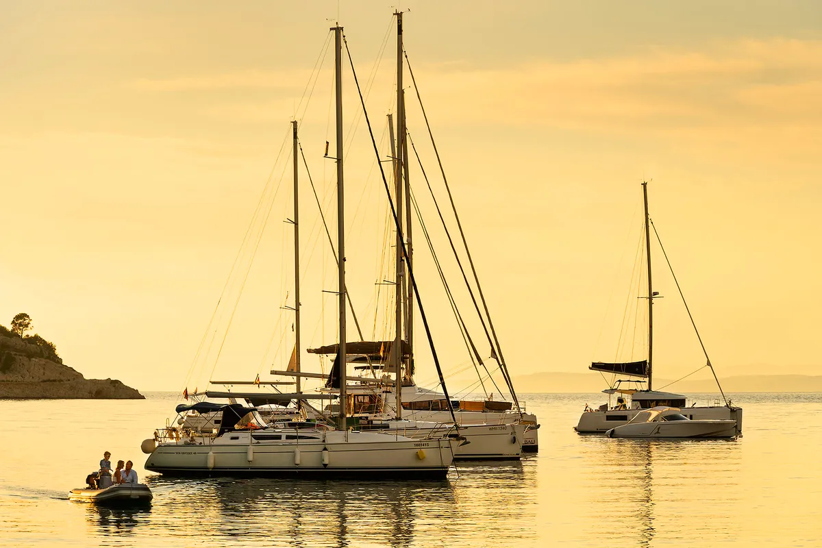 Exterior view of Emerald Gemini, a Lagoon 52 F OW catamaran at Grad Kaštela, Croatia