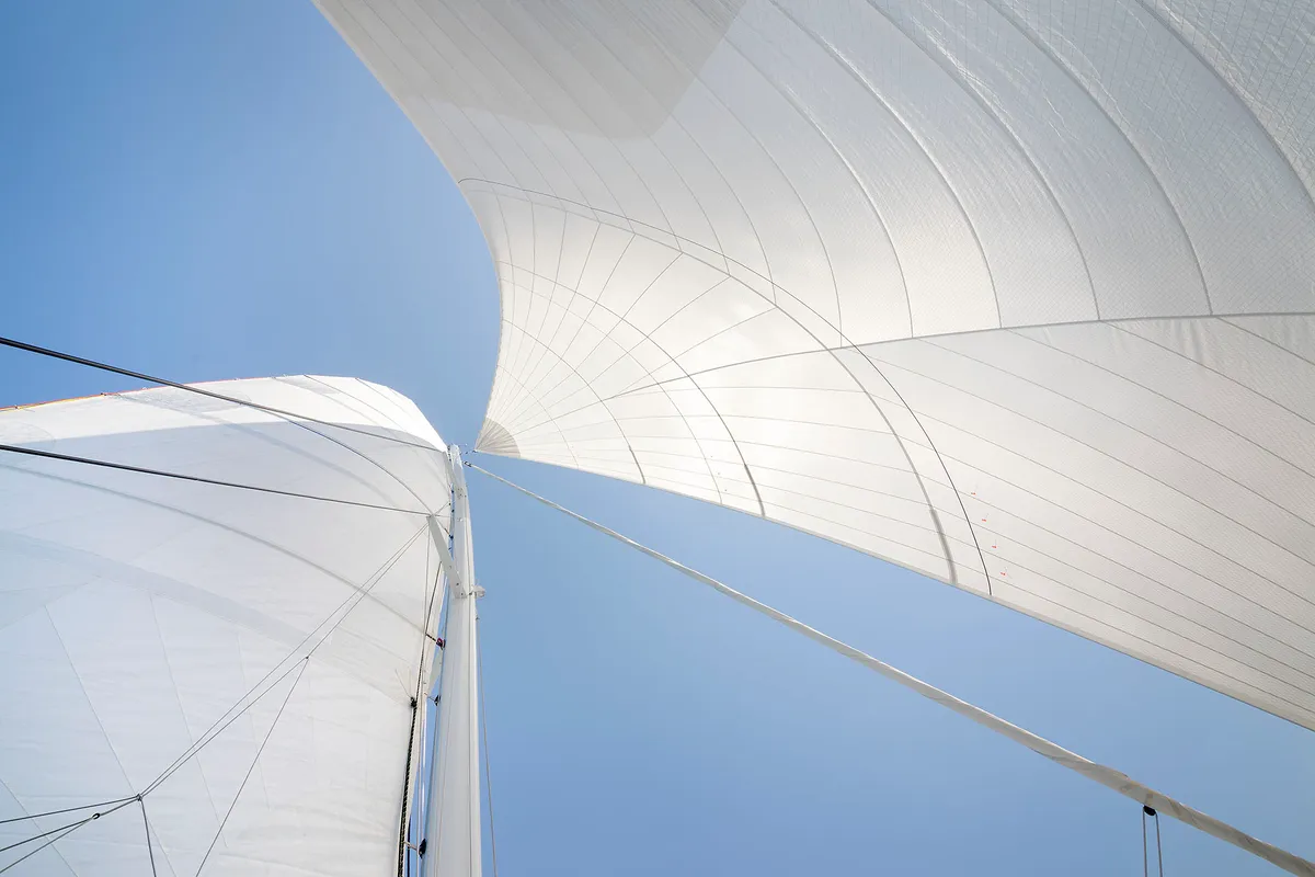 Exterior view of Emerald Gemini, a Lagoon 52 F OW catamaran at Grad Kaštela, Croatia