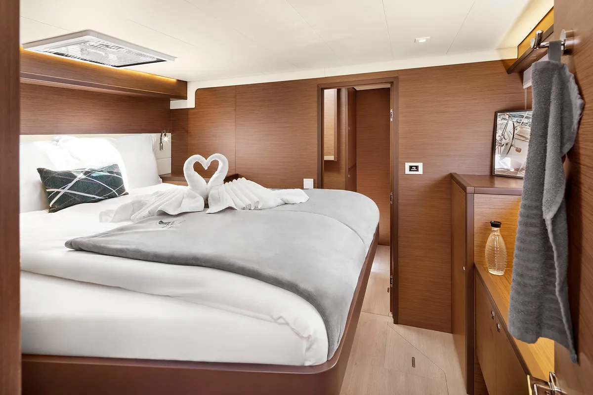 Cabin on Emerald Gemini, a Lagoon 52 F OW catamaran at Grad Kaštela, Croatia