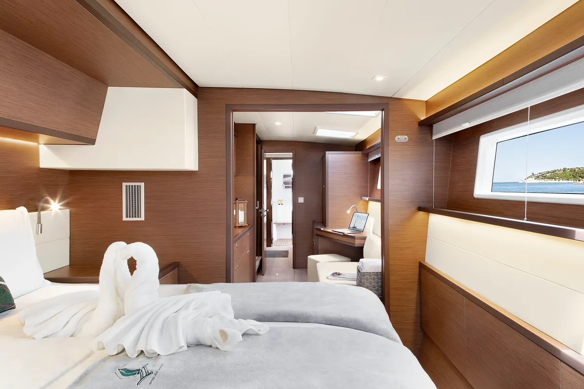 Cabin on Emerald Gemini, a Lagoon 52 F OW catamaran at Grad Kaštela, Croatia