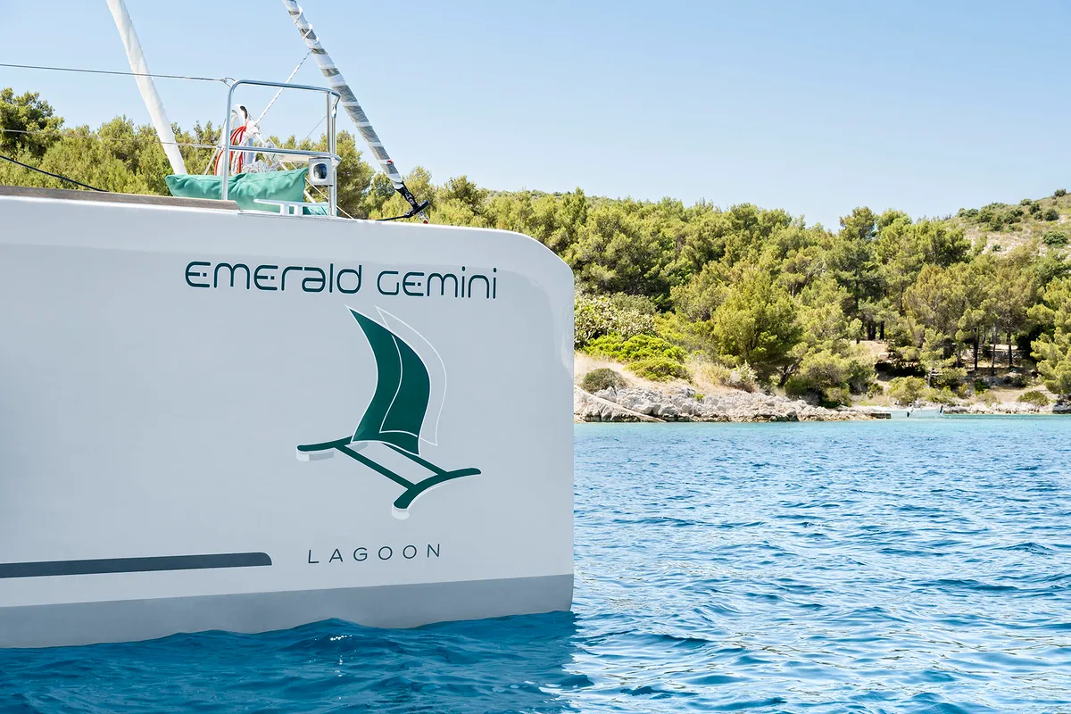 Emerald Gemini, a Lagoon 52 F OW catamaran at Grad Kaštela, Croatia