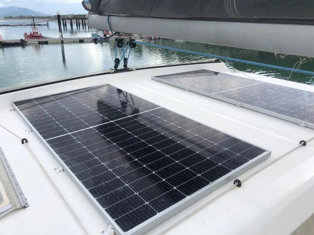 Deck of Kirsty B, a Custom Made Matrix Vision 450 catamaran at Mai Khao, Thailand