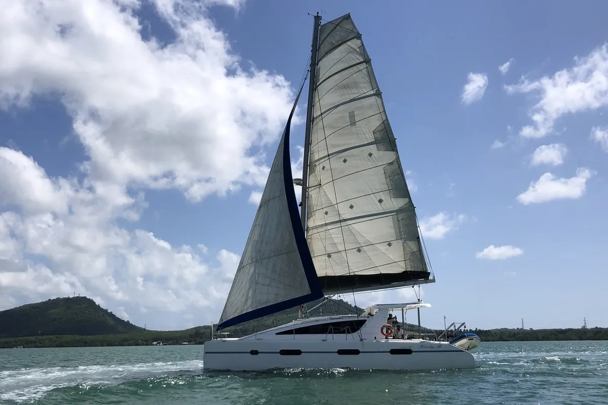 Exterior view of Kirsty B, a Custom Made Matrix Vision 450 catamaran at Mai Khao, Thailand