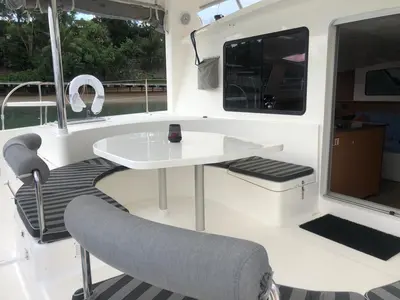 Deck of Kirsty B, a Custom Made Matrix Vision 450 catamaran at Mai Khao, Thailand