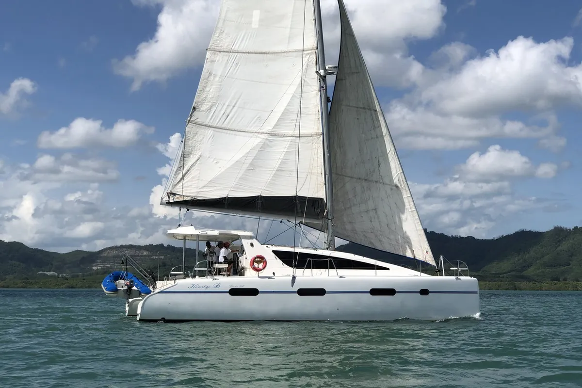 Exterior view of Kirsty B, a Custom Made Matrix Vision 450 catamaran at Mai Khao, Thailand
