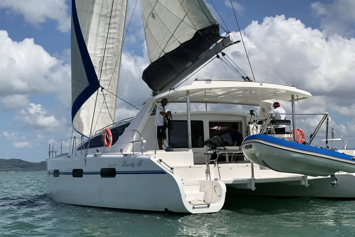Exterior view of Kirsty B, a Custom Made Matrix Vision 450 catamaran at Mai Khao, Thailand