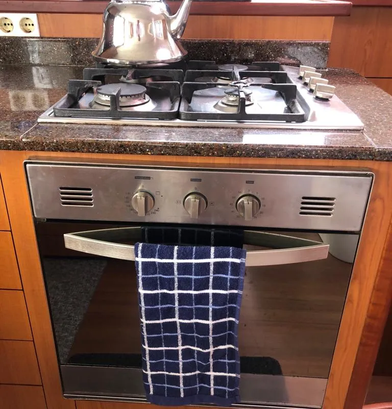 Galley of Kirsty B, a Custom Made Matrix Vision 450 catamaran at Mai Khao, Thailand