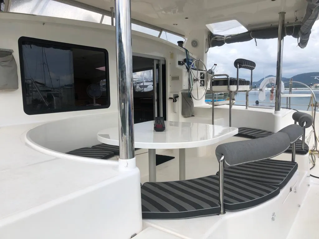 Deck of Kirsty B, a Custom Made Matrix Vision 450 catamaran at Mai Khao, Thailand