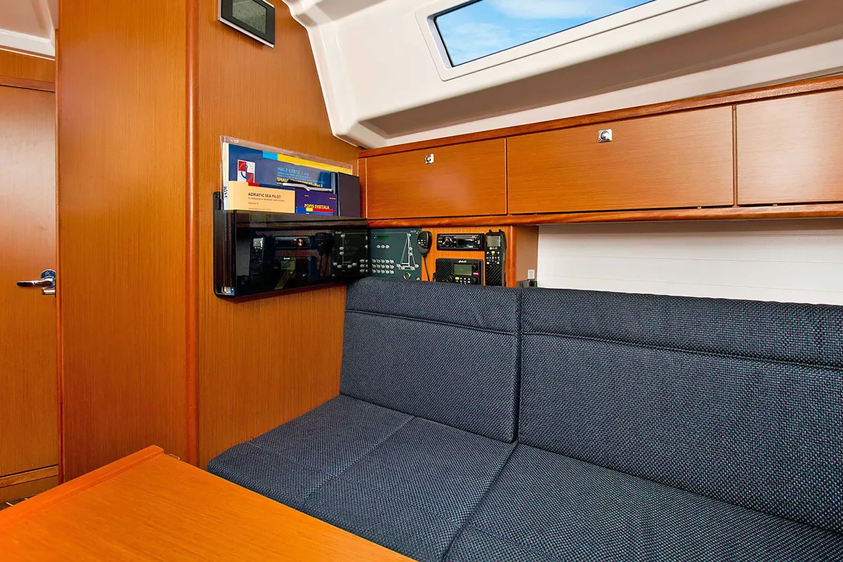Salon of Bobara, a Bavaria Cruiser 34 sailboat at Split, Croatia