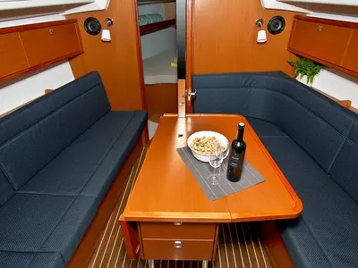Salon of Bobara, a Bavaria Cruiser 34 sailboat at Split, Croatia