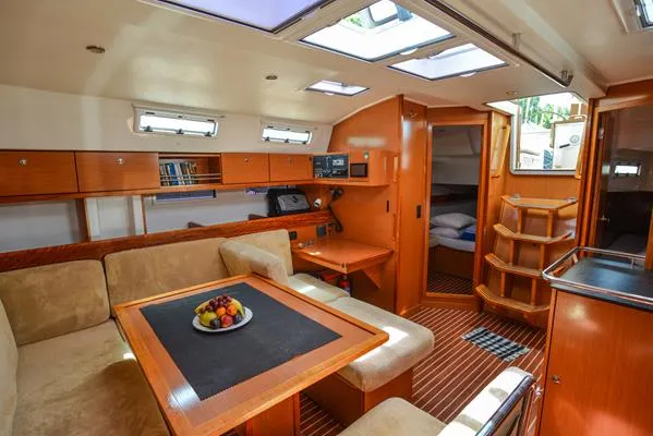 Salon of Santa Maria, a Bavaria Cruiser 45 sailboat at Fethiye, Turkey