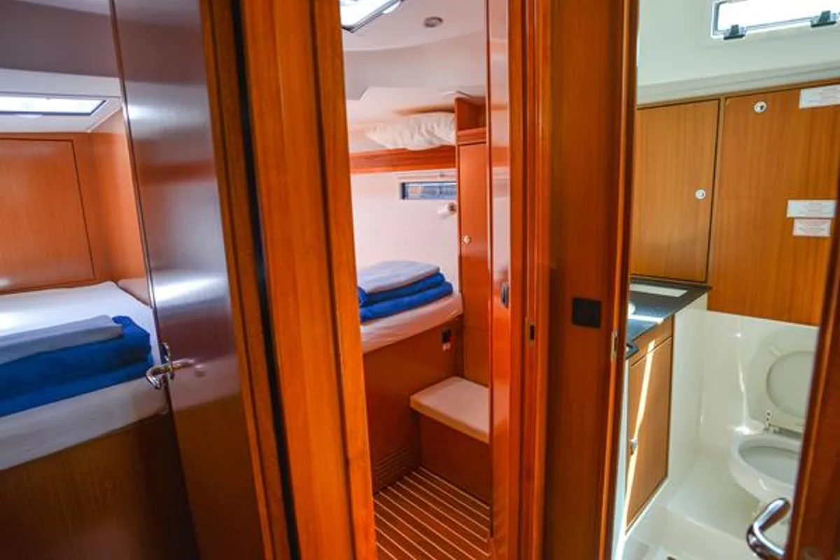 Cabin on Santa Maria, a Bavaria Cruiser 45 sailboat at Fethiye, Turkey