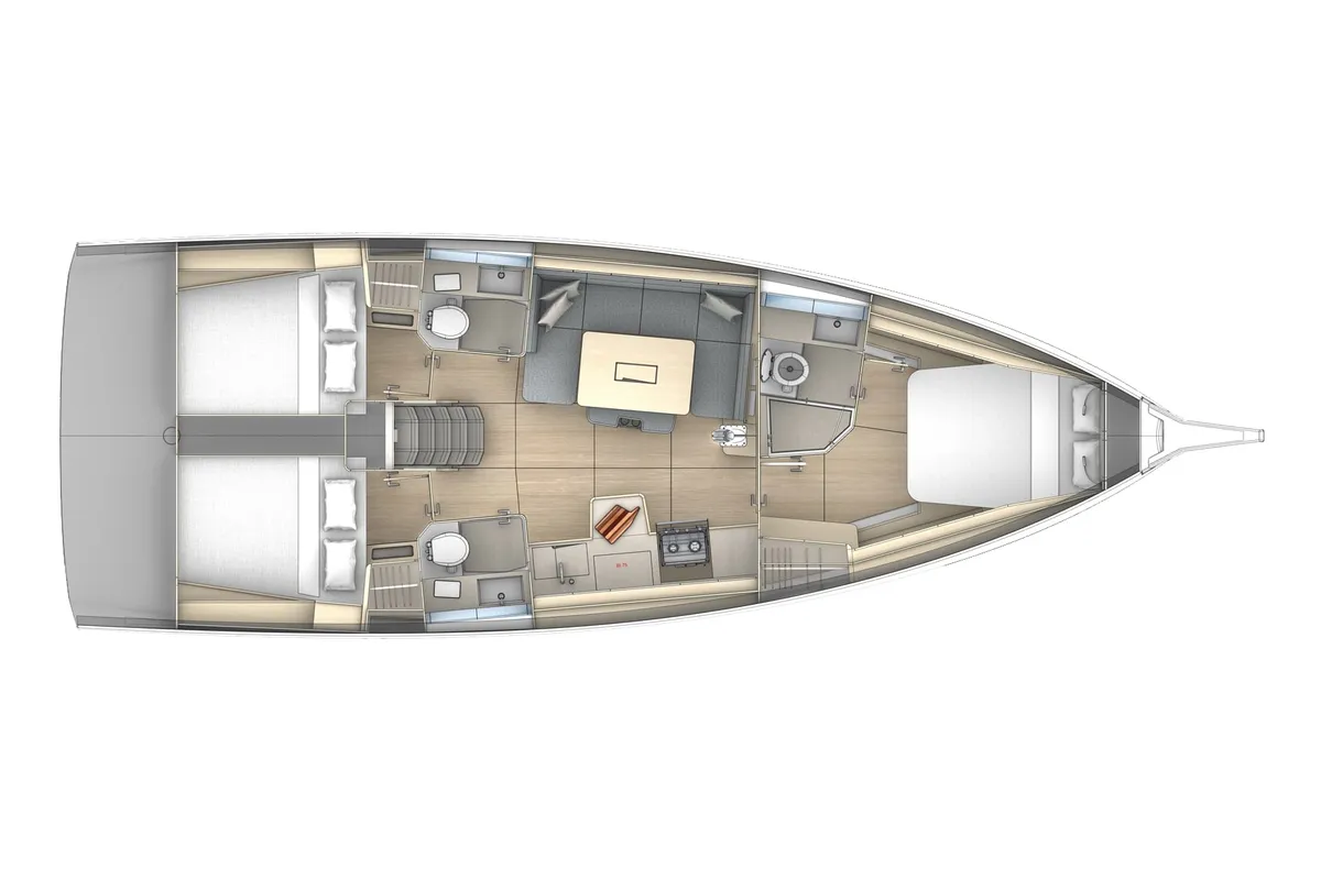 Deck of Equilibrium, a Dufour 41 sailboat at Municipal Unit of Lefkada, Greece