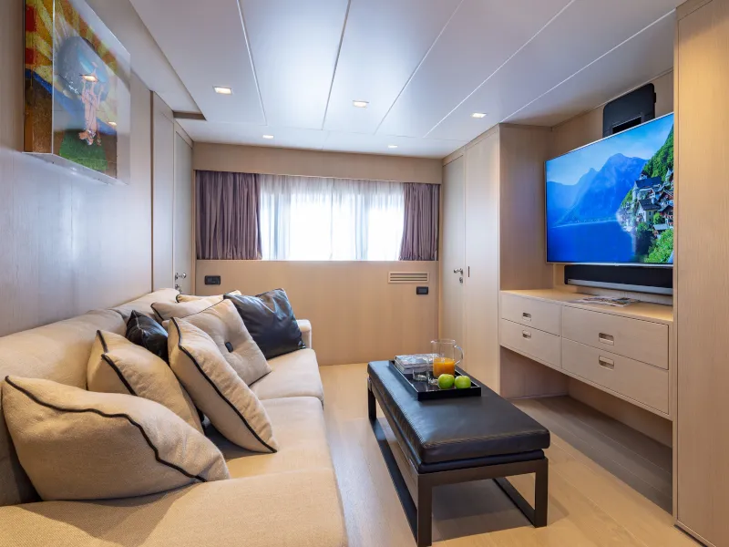Salon of SUMMER FUN, a Admiral 101 motor yacht at Athens, Greece
