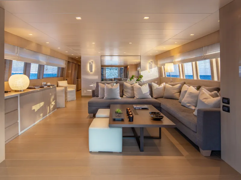 Salon of SUMMER FUN, a Admiral 101 motor yacht at Athens, Greece