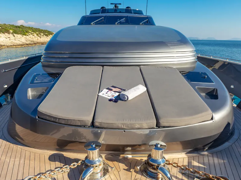 Deck of SUMMER FUN, a Admiral 101 motor yacht at Athens, Greece