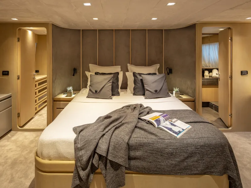 Cabin on SUMMER FUN, a Admiral 101 motor yacht at Athens, Greece