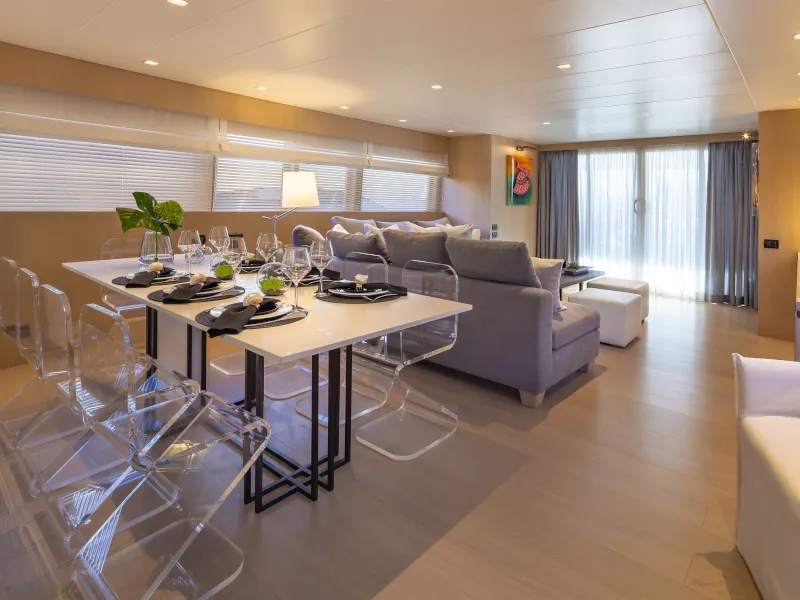 Salon of SUMMER FUN, a Admiral 101 motor yacht at Athens, Greece