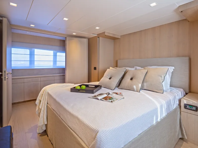 Cabin on SUMMER FUN, a Admiral 101 motor yacht at Athens, Greece