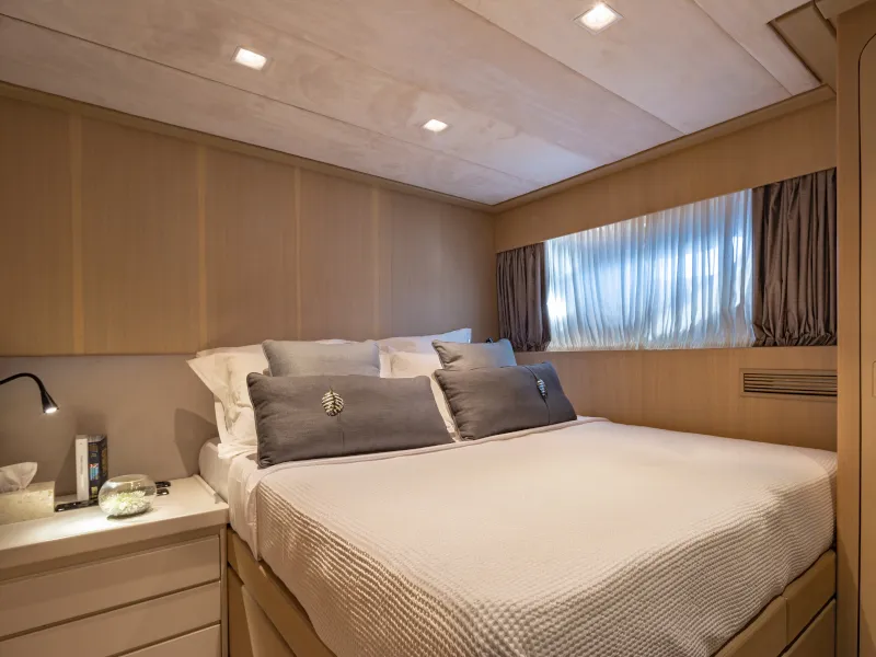 Cabin on SUMMER FUN, a Admiral 101 motor yacht at Athens, Greece