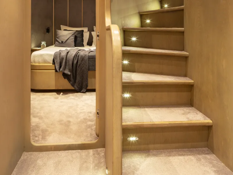 Cabin on SUMMER FUN, a Admiral 101 motor yacht at Athens, Greece
