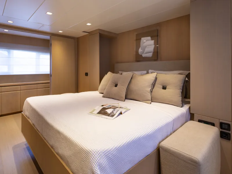 Cabin on SUMMER FUN, a Admiral 101 motor yacht at Athens, Greece