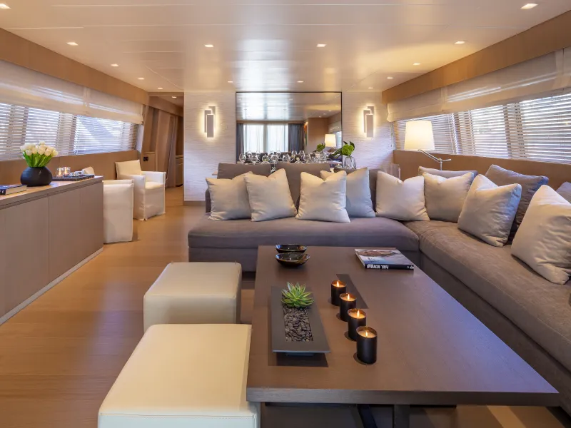 Salon of SUMMER FUN, a Admiral 101 motor yacht at Athens, Greece